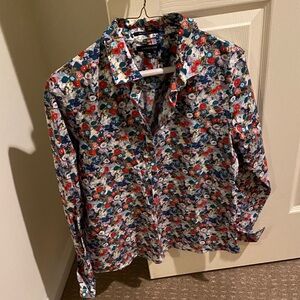 Lands' End Colorful Floral Women's Button Down Shirt